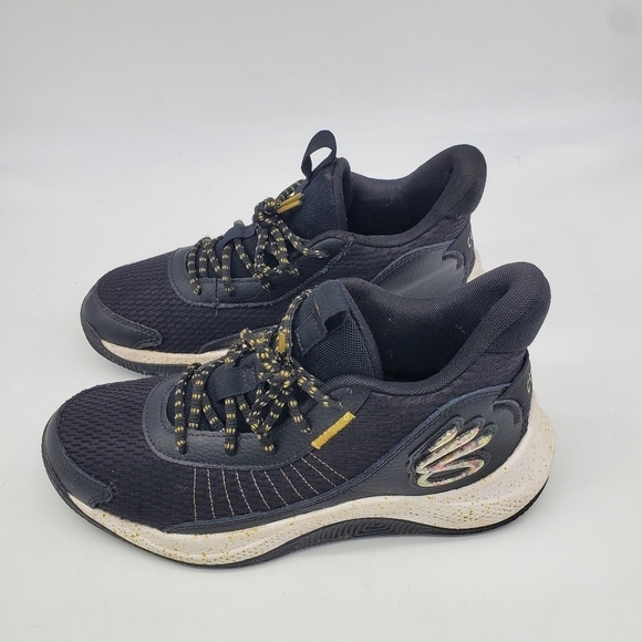Under Armour Shoe 9.5 Mens 11 Wm UA Curry 3Z7 Black Gold Basketball Sneakers - Picture 8 of 8